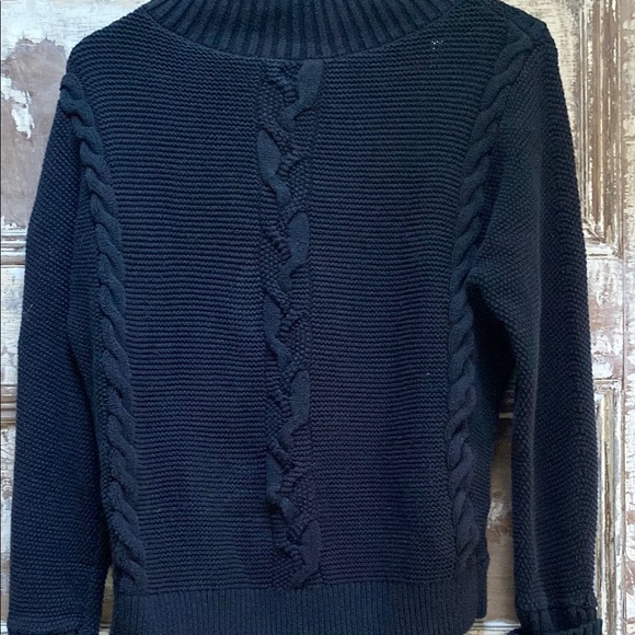 GAP Cable Knit Turtleneck Sweater, Black, , Size Small - Picture 5 of 7